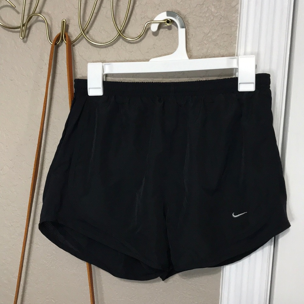 nike solid black running shorts